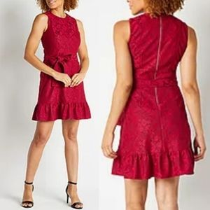 NWT Melonie T. Sleeveless Floral Lace Fit & Flare Dress in Scarlet $89